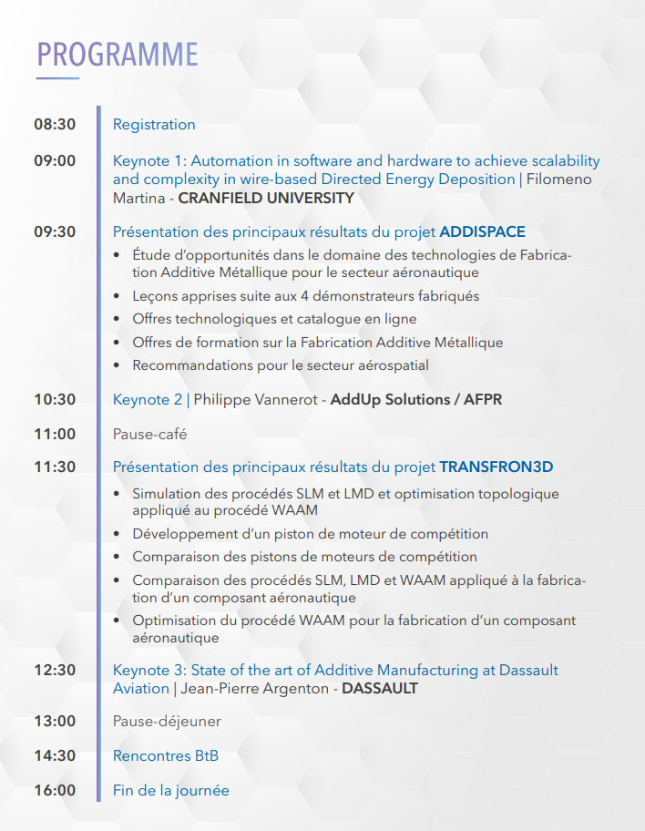 ADDISPACE Final Conference on Metal Additive Manufacturing Programme